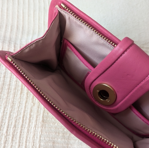 Coach Vintage Parker Straw And Pink Leather Summer Vacation New Wristlet Clutch - Picture 7 of 11